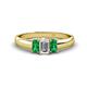 1 - Sharon 6x4 mm Emerald Cut Diamond and Emerald Trellis Three Stone Engagement Ring 