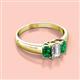 2 - Sharon 6x4 mm Emerald Cut Diamond and Emerald Trellis Three Stone Engagement Ring 