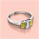 2 - Sharon 6x4 mm Emerald Cut Diamond and Yellow Sapphire Trellis Three Stone Engagement Ring 