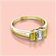 2 - Sharon 6x4 mm Emerald Cut Diamond and Yellow Sapphire Trellis Three Stone Engagement Ring 
