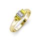 3 - Sharon 6x4 mm Emerald Cut Diamond and Yellow Sapphire Trellis Three Stone Engagement Ring 