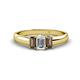 1 - Sharon 6x4 mm Emerald Cut Diamond and Smoky Quartz Trellis Three Stone Engagement Ring 