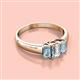 2 - Sharon 6x4 mm Emerald Cut Diamond and Aquamarine Trellis Three Stone Engagement Ring 