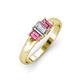3 - Sharon 6x4 mm Emerald Cut Diamond and Pink Tourmaline Trellis Three Stone Engagement Ring 