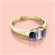 2 - Sharon 6x4 mm Emerald Cut Diamond and Iolite Trellis Three Stone Engagement Ring 
