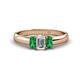 1 - Sharon 6x4 mm Emerald Cut Diamond and Emerald Trellis Three Stone Engagement Ring 