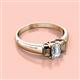 2 - Sharon 6x4 mm Emerald Cut Diamond and Smoky Quartz Trellis Three Stone Engagement Ring 