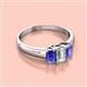 2 - Sharon 6x4 mm Emerald Cut Diamond and Tanzanite Trellis Three Stone Engagement Ring 