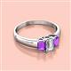 2 - Sharon 6x4 mm Emerald Cut Diamond and Amethyst Trellis Three Stone Engagement Ring 