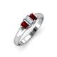 3 - Sharon 6x4 mm Emerald Cut Diamond and Red Garnet Trellis Three Stone Engagement Ring 