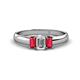 1 - Sharon 6x4 mm Emerald Cut Diamond and Ruby Trellis Three Stone Engagement Ring 