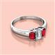 2 - Sharon 6x4 mm Emerald Cut Diamond and Ruby Trellis Three Stone Engagement Ring 