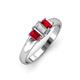 3 - Sharon 6x4 mm Emerald Cut Diamond and Ruby Trellis Three Stone Engagement Ring 