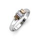 3 - Sharon 6x4 mm Emerald Cut Diamond and Smoky Quartz Trellis Three Stone Engagement Ring 