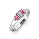 3 - Sharon 6x4 mm Emerald Cut Diamond and Pink Tourmaline Trellis Three Stone Engagement Ring 