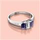 2 - Sharon 6x4 mm Emerald Cut Diamond and Iolite Trellis Three Stone Engagement Ring 