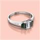 2 - Sharon 6x4 mm Emerald Cut Lab Diamond and Created Alexandrite Trellis Three Stone Engagement Ring 