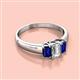 2 - Sharon 6x4 mm Emerald Cut Diamond and Blue Sapphire Trellis Three Stone Engagement Ring 