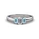 1 - Sharon 6x4 mm Emerald Cut Diamond and Aquamarine Trellis Three Stone Engagement Ring 