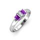 3 - Sharon 6x4 mm Emerald Cut Diamond and Amethyst Trellis Three Stone Engagement Ring 
