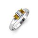 3 - Sharon 6x4 mm Emerald Cut Diamond and Citrine Trellis Three Stone Engagement Ring 