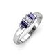 3 - Sharon 6x4 mm Emerald Cut Diamond and Iolite Trellis Three Stone Engagement Ring 