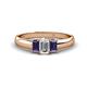 1 - Sharon 6x4 mm Emerald Cut Diamond and Iolite Trellis Three Stone Engagement Ring 