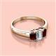 2 - Sharon 6x4 mm Emerald Cut Diamond and Red Garnet Trellis Three Stone Engagement Ring 