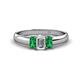1 - Sharon 6x4 mm Emerald Cut Diamond and Emerald Trellis Three Stone Engagement Ring 