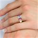 5 - Sharon 6x4 mm Emerald Cut Diamond and Pink Tourmaline Trellis Three Stone Engagement Ring 