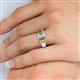 5 - Sharon 6x4 mm Emerald Cut Diamond and Citrine Trellis Three Stone Engagement Ring 