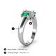 4 - Sharon 6x4 mm Emerald Cut Diamond and Emerald Trellis Three Stone Engagement Ring 