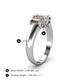 4 - Sharon 6x4 mm Emerald Cut Diamond and Smoky Quartz Trellis Three Stone Engagement Ring 
