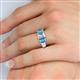 5 - Sharon 6x4 mm Emerald Cut Diamond and Blue Topaz Trellis Three Stone Engagement Ring 