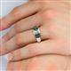 5 - Sharon 6x4 mm Emerald Cut Lab Diamond and Created Alexandrite Trellis Three Stone Engagement Ring 