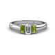 1 - Sharon 6x4 mm Emerald Cut Lab Grown Diamond and Peridot Trellis Three Stone Engagement Ring 