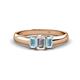 1 - Sharon 6x4 mm Emerald Cut Lab Grown Diamond and Aquamarine Trellis Three Stone Engagement Ring 