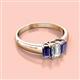 2 - Sharon 6x4 mm Emerald Cut Lab Grown Diamond and Iolite Trellis Three Stone Engagement Ring 