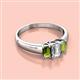 2 - Sharon 6x4 mm Emerald Cut Lab Grown Diamond and Peridot Trellis Three Stone Engagement Ring 