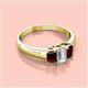 2 - Sharon 6x4 mm Emerald Cut Lab Grown Diamond and Red Garnet Trellis Three Stone Engagement Ring 