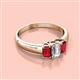2 - Sharon 6x4 mm Emerald Cut Lab Grown Diamond and Ruby Trellis Three Stone Engagement Ring 