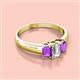 2 - Sharon 6x4 mm Emerald Cut Lab Grown Diamond and Amethyst Trellis Three Stone Engagement Ring 