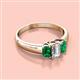 2 - Sharon 6x4 mm Emerald Cut Lab Grown Diamond and Emerald Trellis Three Stone Engagement Ring 