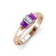 3 - Sharon 6x4 mm Emerald Cut Lab Grown Diamond and Amethyst Trellis Three Stone Engagement Ring 