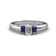 1 - Sharon 6x4 mm Emerald Cut Lab Grown Diamond and Iolite Trellis Three Stone Engagement Ring 
