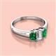 2 - Sharon 6x4 mm Emerald Cut Lab Grown Diamond and Emerald Trellis Three Stone Engagement Ring 
