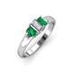 3 - Sharon 6x4 mm Emerald Cut Lab Grown Diamond and Emerald Trellis Three Stone Engagement Ring 