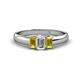 1 - Sharon 6x4 mm Emerald Cut Lab Grown Diamond and Yellow Sapphire Trellis Three Stone Engagement Ring 