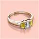 2 - Sharon 6x4 mm Emerald Cut Lab Grown Diamond and Yellow Sapphire Trellis Three Stone Engagement Ring 