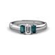 1 - Sharon 6x4 mm Emerald Cut Lab Grown Diamond and London Blue Topaz Trellis Three Stone Engagement Ring 